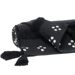 Blankets & Throws-Kirkland's Home Tribal Tufted Stripe Throw Black
