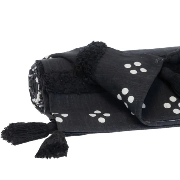 Blankets & Throws-Kirkland's Home Tribal Tufted Stripe Throw Black