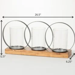 Candle Holders-Kirkland's Home Triple Loop Silver Decorative Candle Holder Silver/Tan