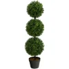 Trees & Topiaries-Kirkland's Home Triple-Ball Boxwood Topiary In Black Planter