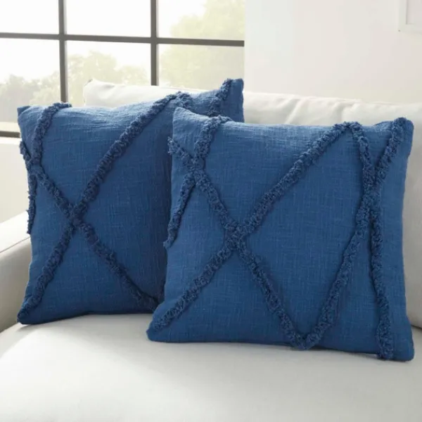 Pillows-Kirkland's Home Tufted Abstract Diamond Pillows, Set Of 2 Blue