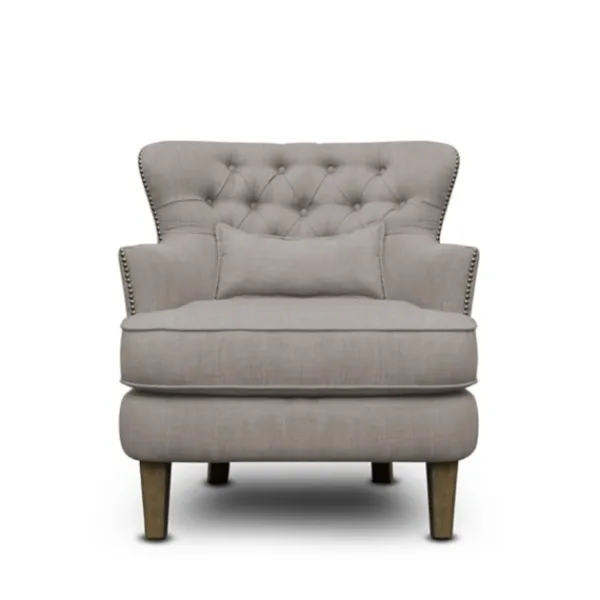 Accent Chairs-Kirkland's Home Tufted Armchair With Lumbar Pillow Gray