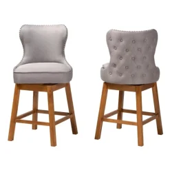 Bar Stools & Counter Height Stools-Kirkland's Home Tufted Back Swivel Counter Stools, Set Of 2 Gray