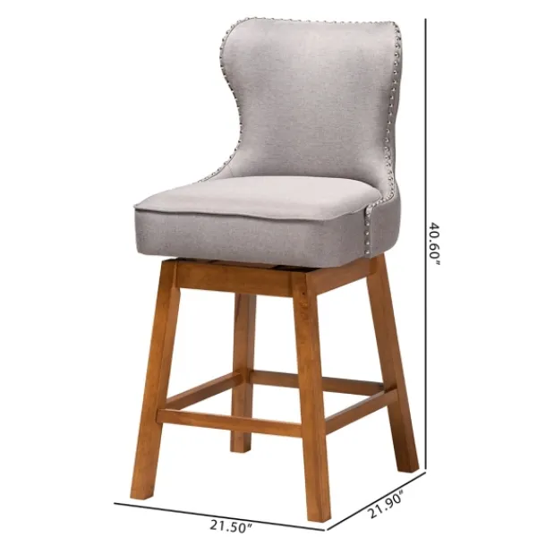 Bar Stools & Counter Height Stools-Kirkland's Home Tufted Back Swivel Counter Stools, Set Of 2 Gray