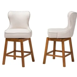 Bar Stools & Counter Height Stools-Kirkland's Home Tufted Back Swivel Counter Stools, Set Of 2 Ivory