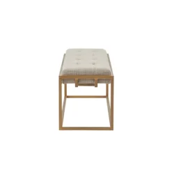 Benches & Ottomans-Kirkland's Home Tufted Bronze Metal Bench Tan