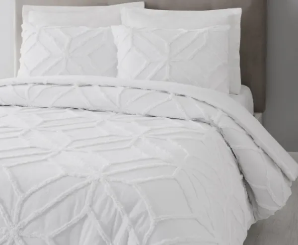 Duvets-Kirkland's Home Tufted Chenille 3-Pc. King Duvet Set White