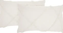 Pillows-Kirkland's Home Tufted Diamond Lumbar Pillows, Set Of 2 White