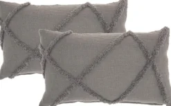 Pillows-Kirkland's Home Tufted Diamond Lumbar Pillows, Set Of 2 Gray