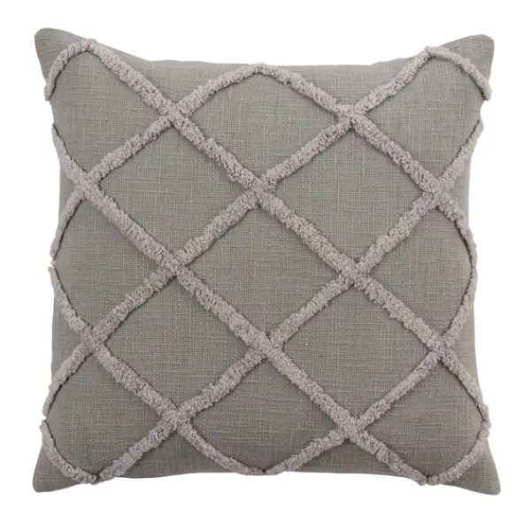 Pillows-Kirkland's Home Tufted Diamond Pillow Cover Gray