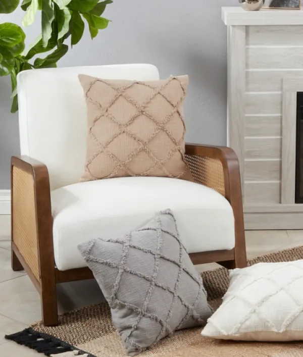 Pillows-Kirkland's Home Tufted Diamond Pillow Cover Gray