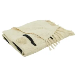 Blankets & Throws-Kirkland's Home Tufted Dots And Dashes Throw Ivory