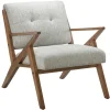 Accent Chairs-Kirkland's Home Tufted Pecan Wood Mid-Century Modern Armchair Gray
