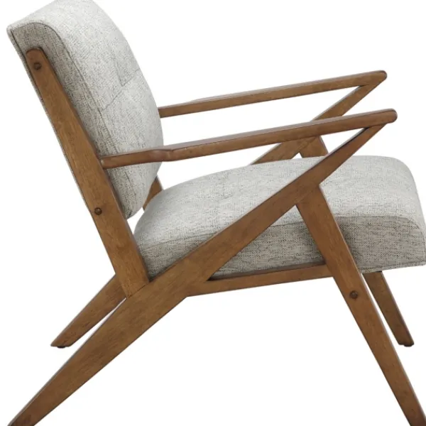 Accent Chairs-Kirkland's Home Tufted Pecan Wood Mid-Century Modern Armchair Gray
