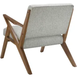 Accent Chairs-Kirkland's Home Tufted Pecan Wood Mid-Century Modern Armchair Gray