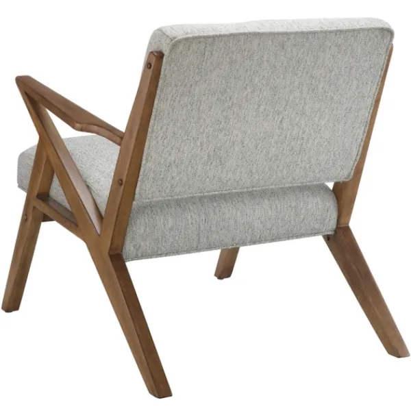Accent Chairs-Kirkland's Home Tufted Pecan Wood Mid-Century Modern Armchair Gray