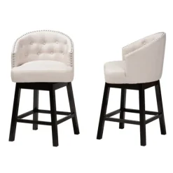 Bar Stools & Counter Height Stools-Kirkland's Home Tufted Seat Swivel Counter Stools, Set Of 2 Ivory