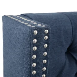 Beds & Headboards-Kirkland's Home Tufted Upholstered Metal Leg Queen Headboard Blue