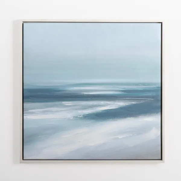Canvas Art-Kirkland's Home Turquoise Abstract Ocean Framed Canvas Art Print Blue