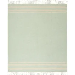Blankets & Throws-Kirkland's Home Turquoise And White Stripes Cotton Throw Blue/White