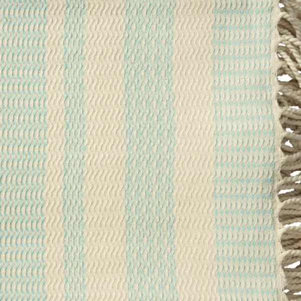 Blankets & Throws-Kirkland's Home Turquoise And White Stripes Cotton Throw Blue/White