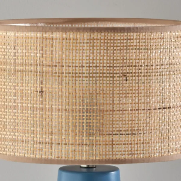 Table Lamps-Kirkland's Home Turquoise Ceramic & Rat Shade Table Lamp Tan