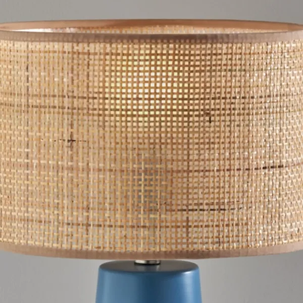Table Lamps-Kirkland's Home Turquoise Ceramic & Rat Shade Table Lamp Tan