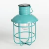Outdoor Lighting-Kirkland's Home Turquoise Hanging Cage Solar Powered Lantern Blue