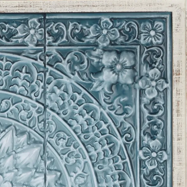 Wall Plaques-Kirkland's Home Turquoise Iron Floral Scrollwork Wall Plaque Blue
