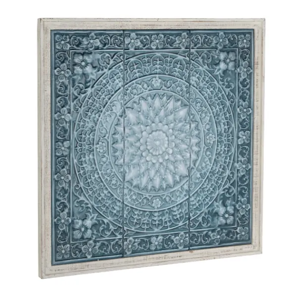 Wall Plaques-Kirkland's Home Turquoise Iron Floral Scrollwork Wall Plaque Blue