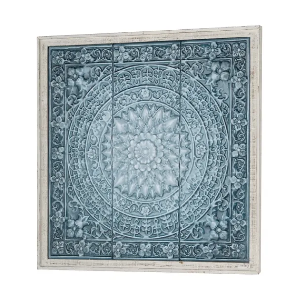 Wall Plaques-Kirkland's Home Turquoise Iron Floral Scrollwork Wall Plaque Blue