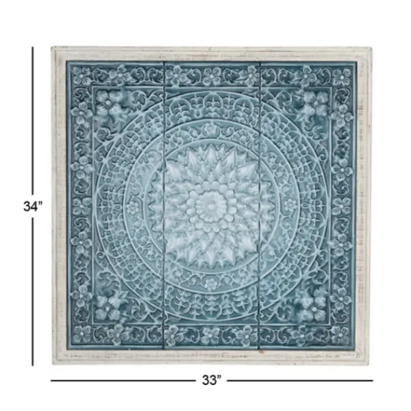 Wall Plaques-Kirkland's Home Turquoise Iron Floral Scrollwork Wall Plaque Blue