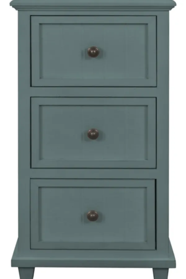 Accent & End Tables-Kirkland's Home Turquoise Slim Wooden 3-Drawer Side Table Green
