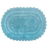 Bathroom Rugs-Kirkland's Home Turquoise Small Crochet Oval Bath Mat Blue
