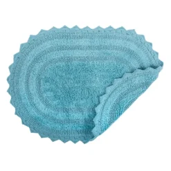 Bathroom Rugs-Kirkland's Home Turquoise Small Crochet Oval Bath Mat Blue