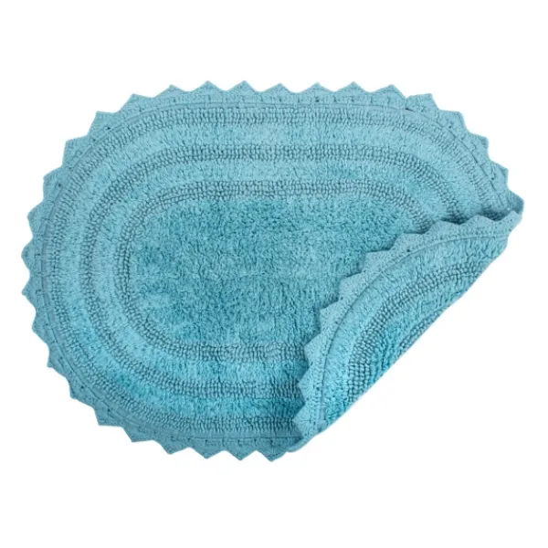 Bathroom Rugs-Kirkland's Home Turquoise Small Crochet Oval Bath Mat Blue