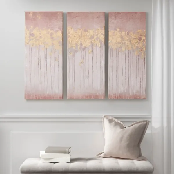 Canvas Art-Kirkland's Home Twilight Forest Canvas Art Prints, Set Of 3 Red/Gold/White