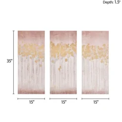 Canvas Art-Kirkland's Home Twilight Forest Canvas Art Prints, Set Of 3 Red/Gold/White