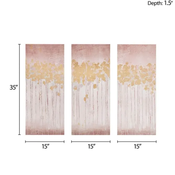 Canvas Art-Kirkland's Home Twilight Forest Canvas Art Prints, Set Of 3 Red/Gold/White