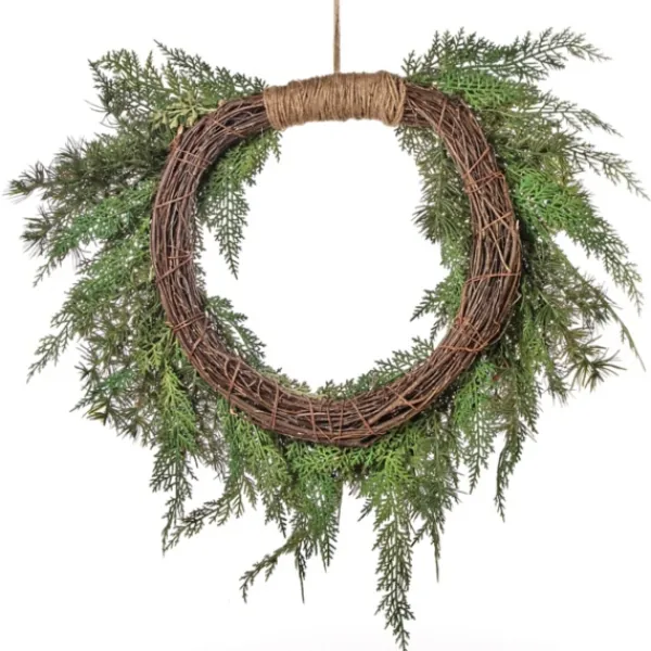 Wreaths-Kirkland's Home Twine Bound Fir Branch Wreath Green