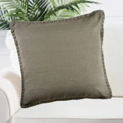 Pillows-Kirkland's Home Twine Embroidered Edge Pillow, 24 In. Brown