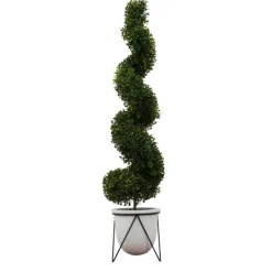 Trees & Topiaries-Kirkland's Home Twisted Boxwood Topiary In White Pot