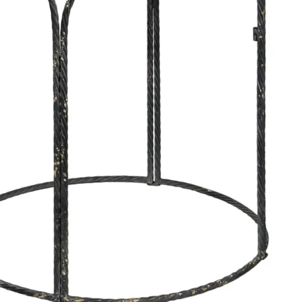 Accent & End Tables-Kirkland's Home Twisted Metal Leg Rattan Top Accent Table Black/Tan
