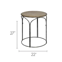 Accent & End Tables-Kirkland's Home Twisted Metal Leg Rattan Top Accent Table Black/Tan