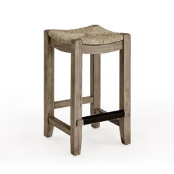Bar Stools & Counter Height Stools-Kirkland's Home Twisted Seagrass And Wood Counter Stool Tan