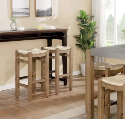 Bar Stools & Counter Height Stools-Kirkland's Home Twisted Seagrass And Wood Bar Stool Tan