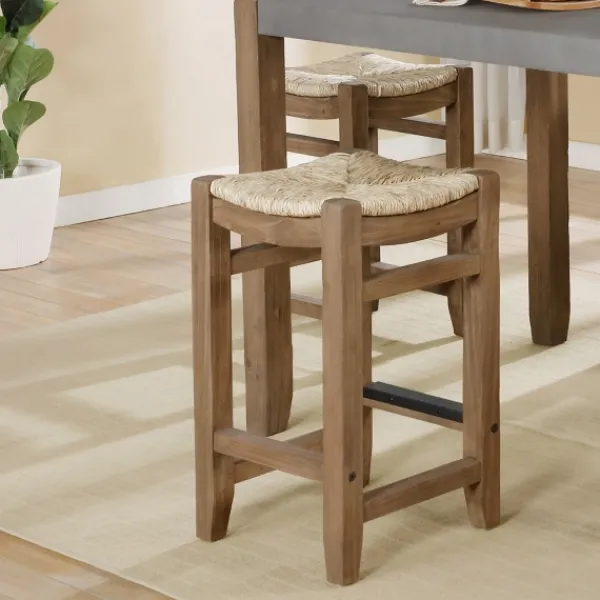 Bar Stools & Counter Height Stools-Kirkland's Home Twisted Seagrass And Wood Counter Stools, Set Of 2 Tan