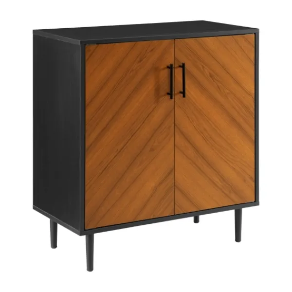 Cabinets & Sideboards-Kirkland's Home Two Tone Chevron Cabinet Black