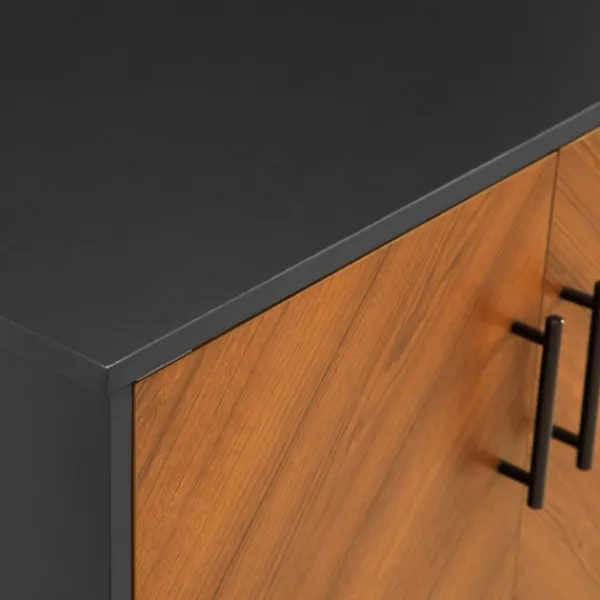 Cabinets & Sideboards-Kirkland's Home Two Tone Chevron Cabinet Black