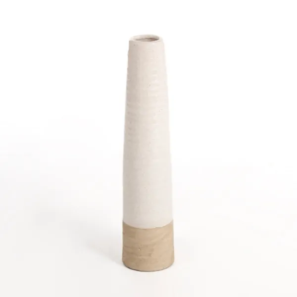 Vases-Kirkland's Home Two Tone Stoneware Vase, 19 In. Ivory/Tan